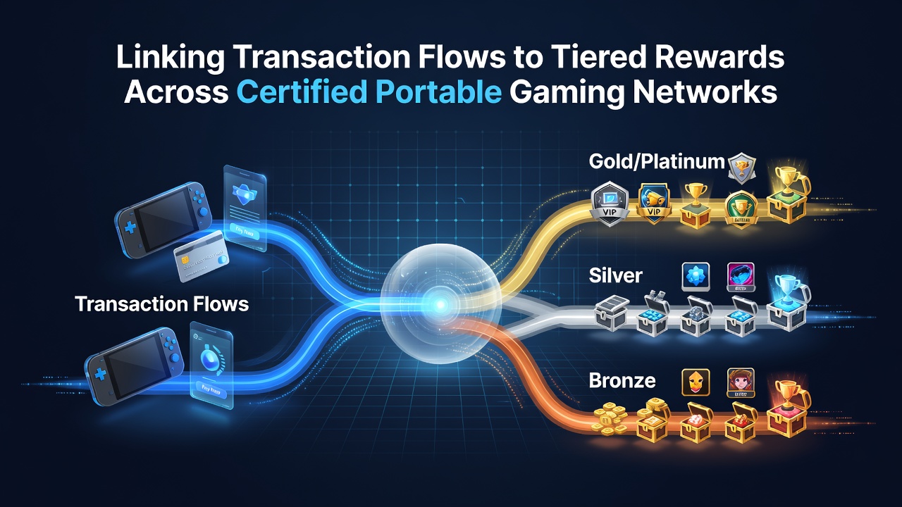 Darstellung der Verknüpfung von Transaktionsflüssen mit gestaffelten Belohnungen in mobilen Gaming-Netzwerken